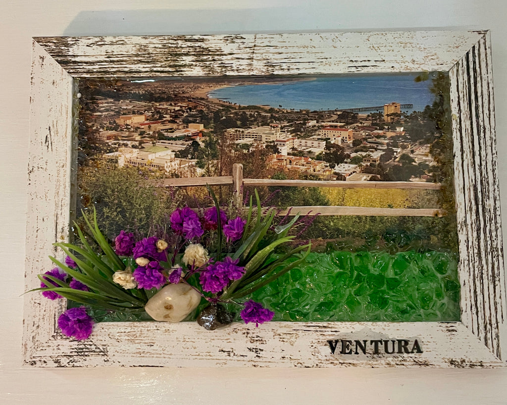 Ventura Coastline - 4" x 6" Crushed Glass 3D Wall Art with Crushed Glass