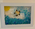Sea Turtle with an Ocean Wave - 5" x 7" Crushed Glass Picture