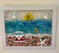 VW Bus Beach Adventure with Surfer - 8x10 Coastal Art