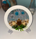 Round Frame with Turtles in the Ocean – 7" x 7" Coastal Wall Art | Beach Vibe