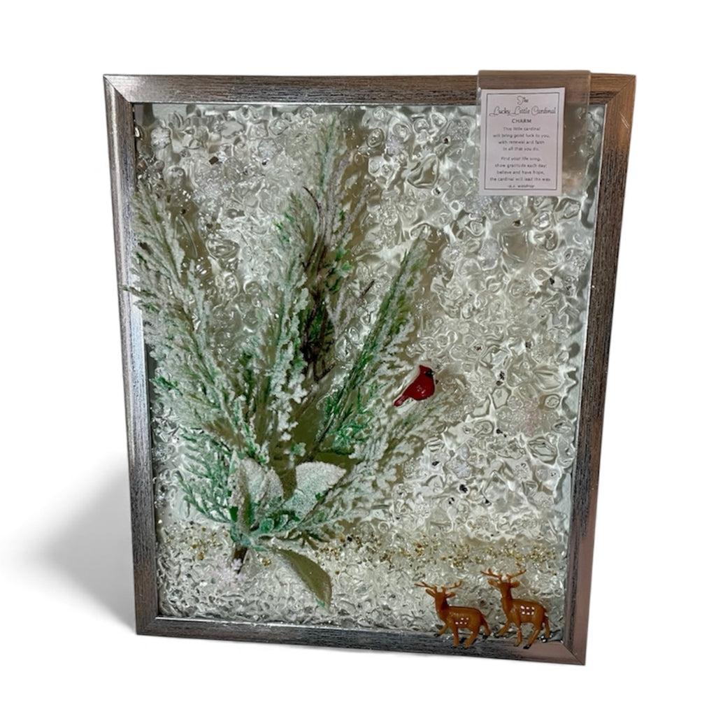 Cardinal Crushed Glass Picture - Inspirational Beach Decor