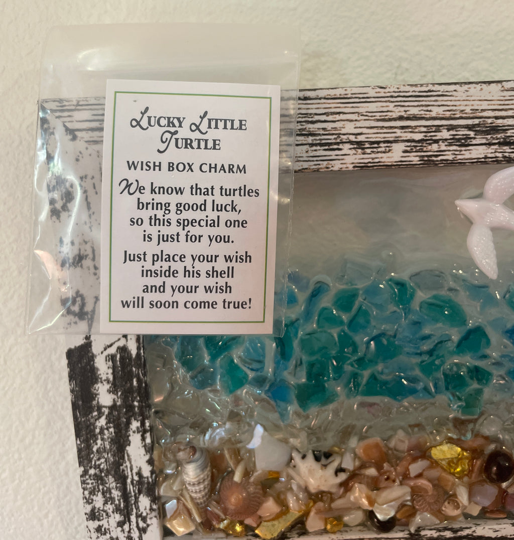 Lucky Turtle with Box Charm - Inspirational Beach Note attached (4" x 6")