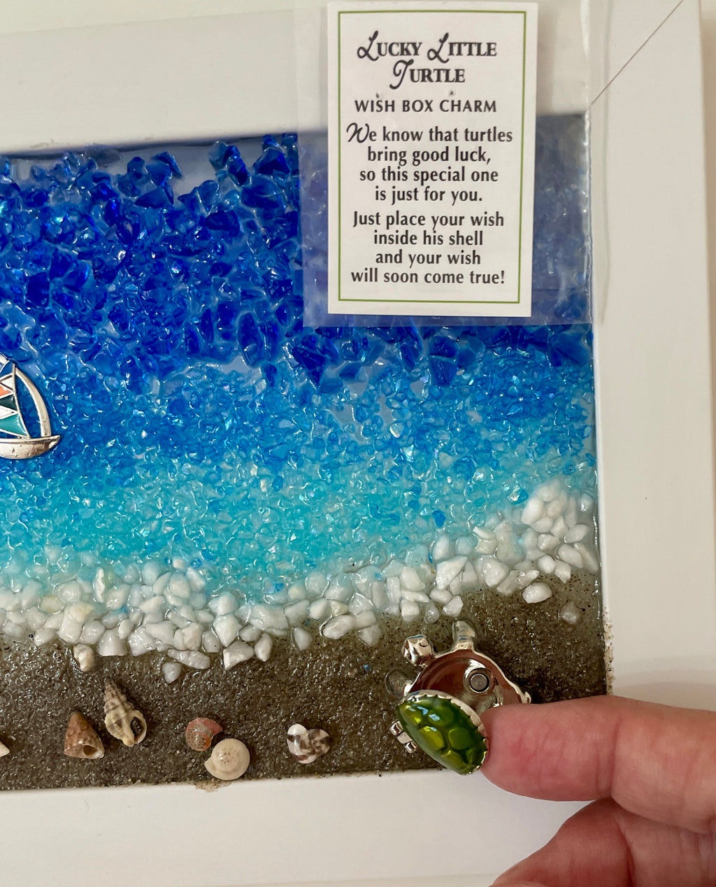 Lucky Turtle Charm - Inspirational Beach Note attached - 4" x 6" | Beach Vibe #1018