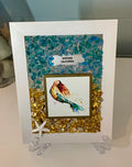 5" x 7" Ceramic Mermaid Coastal Art w/Ventura Sign and Glittering Crushed Glass