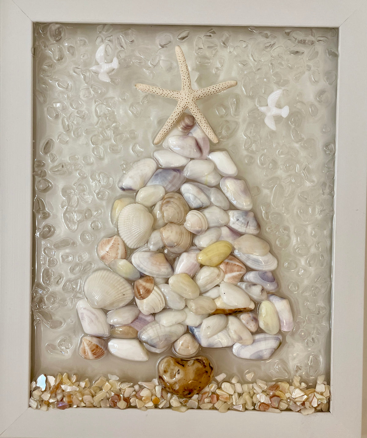Tree Design made with Real Sea Shells - 8" x 10" | Beach Vibe #1065