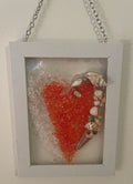 Heart Designed with Sea Shells & Crushed Glass – 5" x 7"