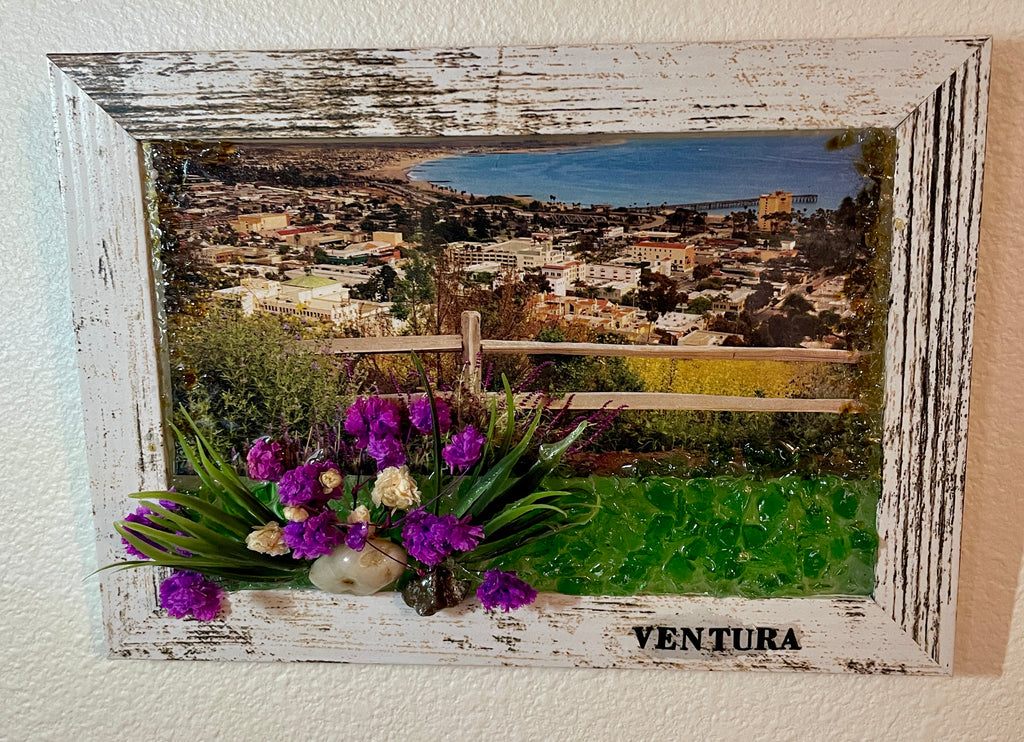 Ventura Coastline - 4" x 6" Crushed Glass 3D Wall Art with Crushed Glass