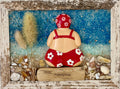Coastal Granny Beach Scene - 5x7 Handcrafted Art with Crushed Glass #1010