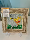 Bumble Bee Good Luck Art | 4" x 4" Handcrafted Crushed Glass Picture