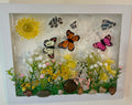 Garden Flowers with 3D Butterflies Crushed Glass Picture - 8" x 10"