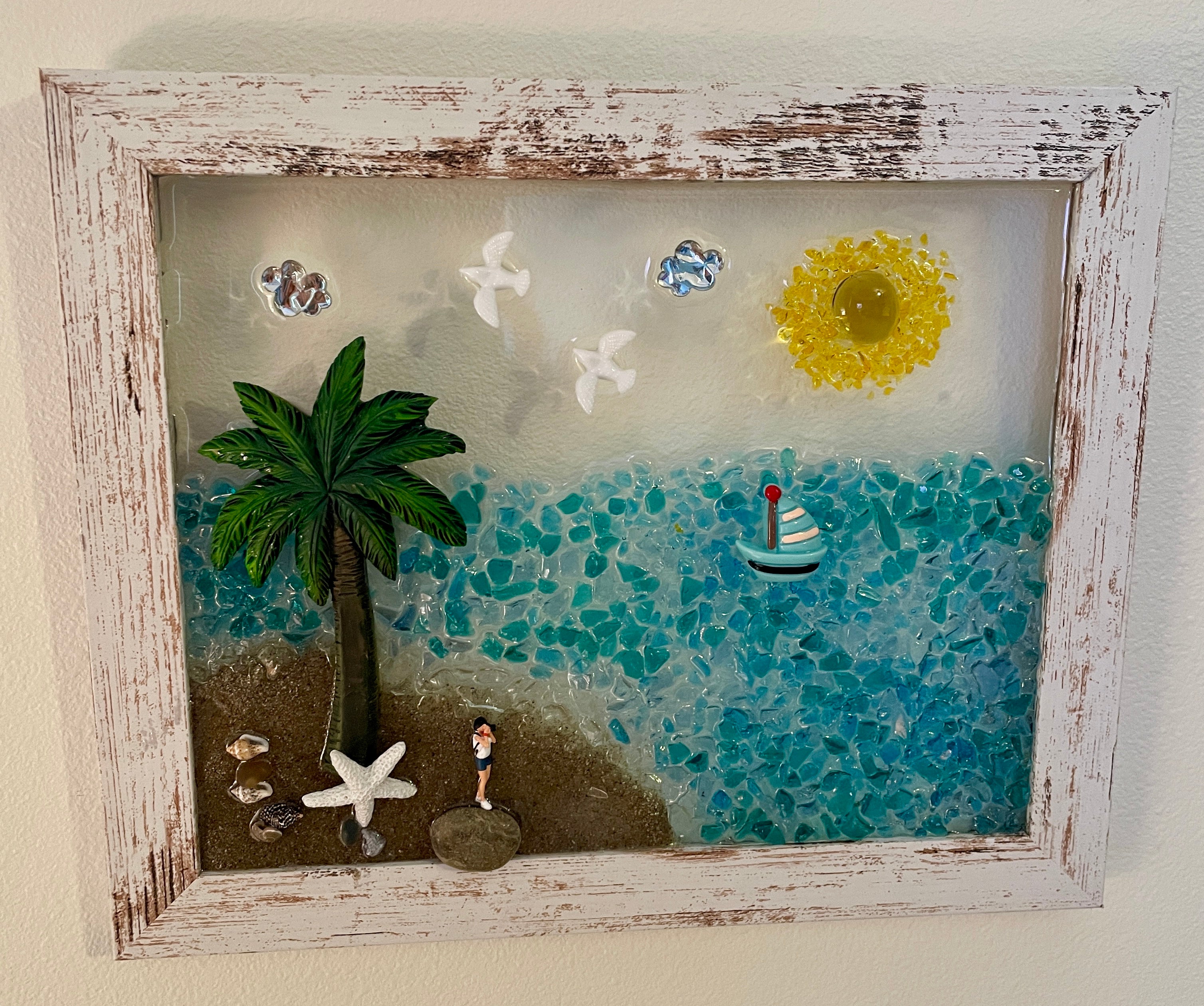 Beach Scene with Palm Tree and Photographer – 8" x 10"