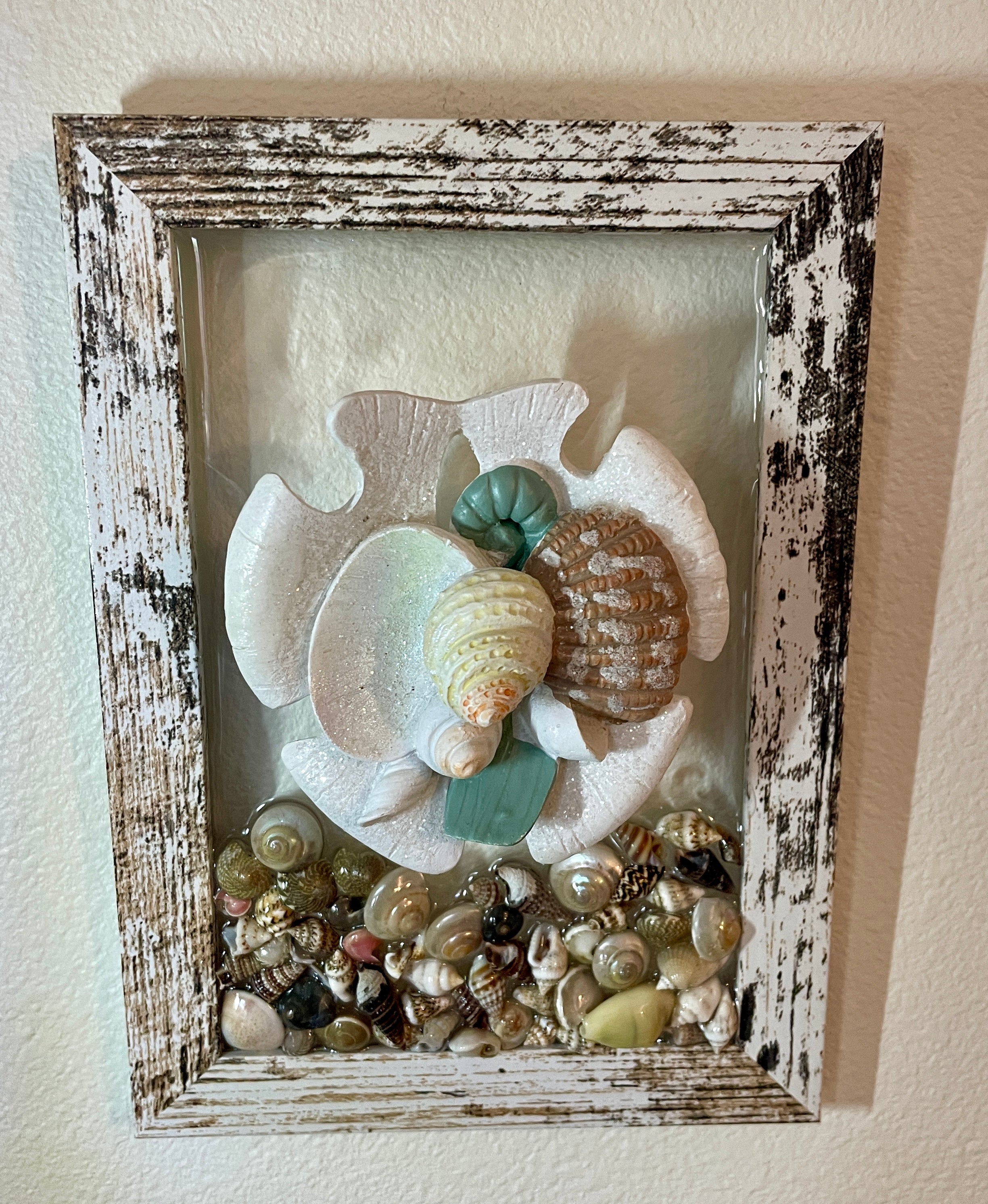 Large Shell Ornament with Smaller Shells - 4" x 6"
