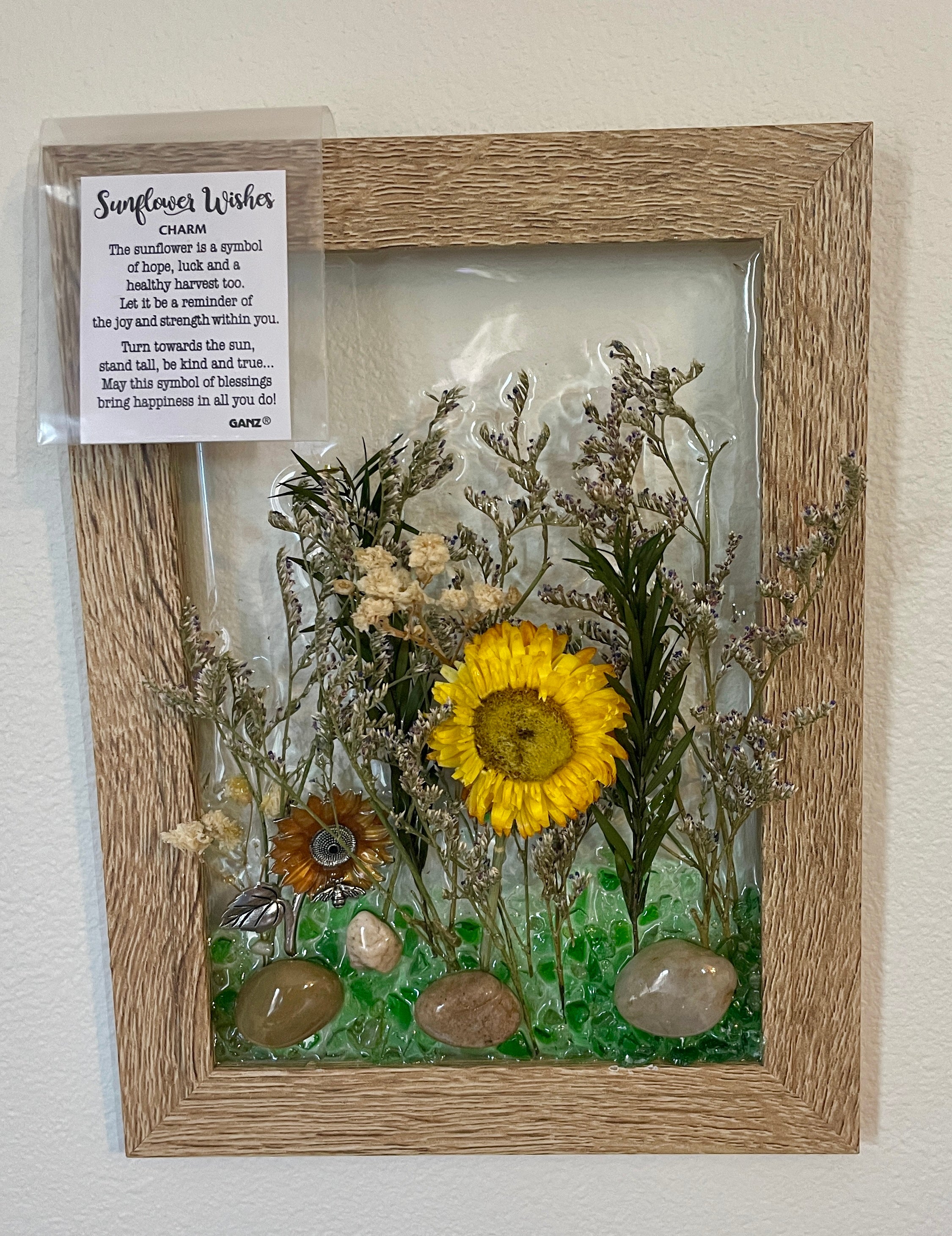 Sunflower scene with Sunflower Charm and Poem - 5" x 7"