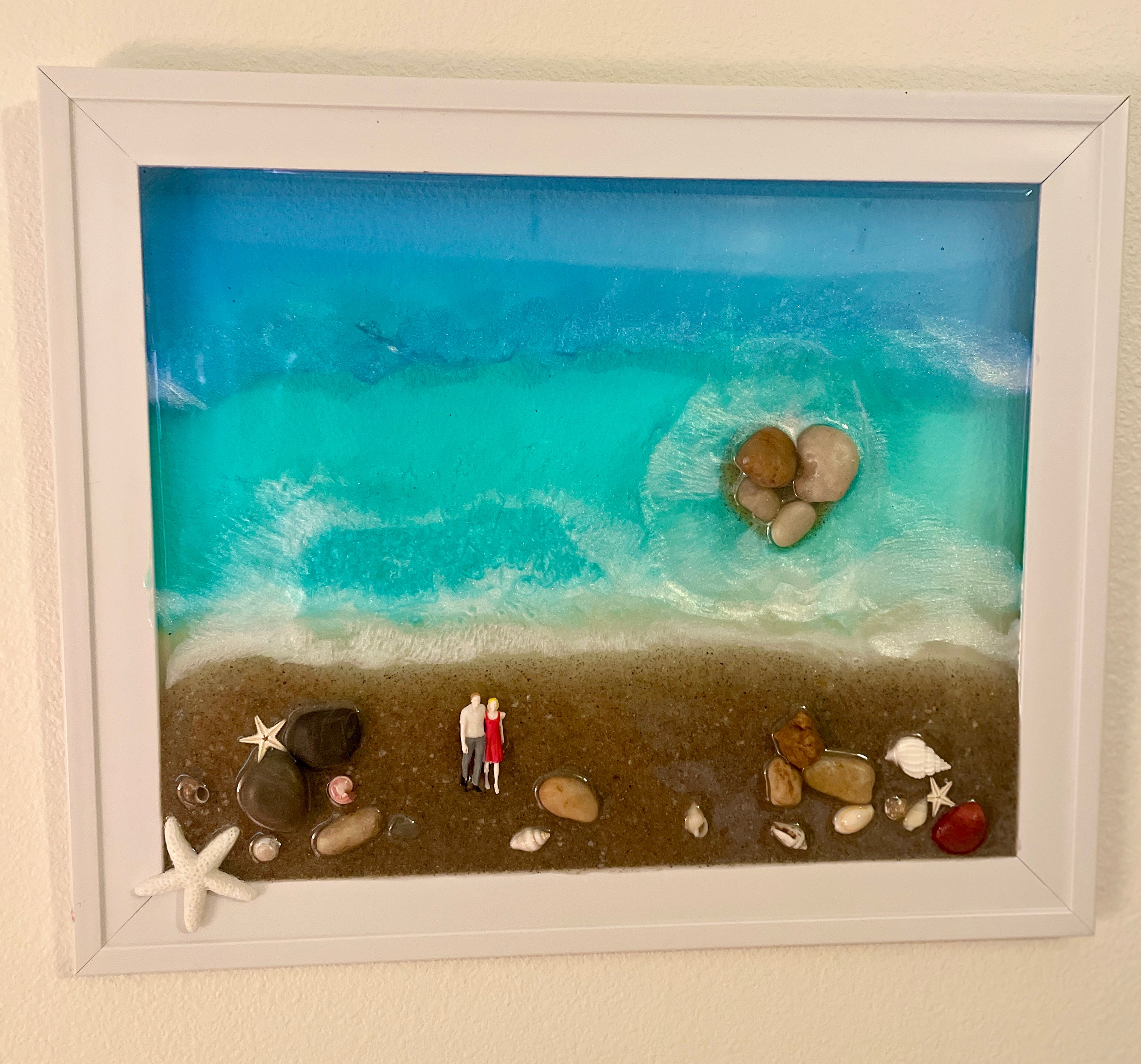 Couple Walking on the Beach – 8" x 10" Coastal Wall Art | Beach Vibe Designs