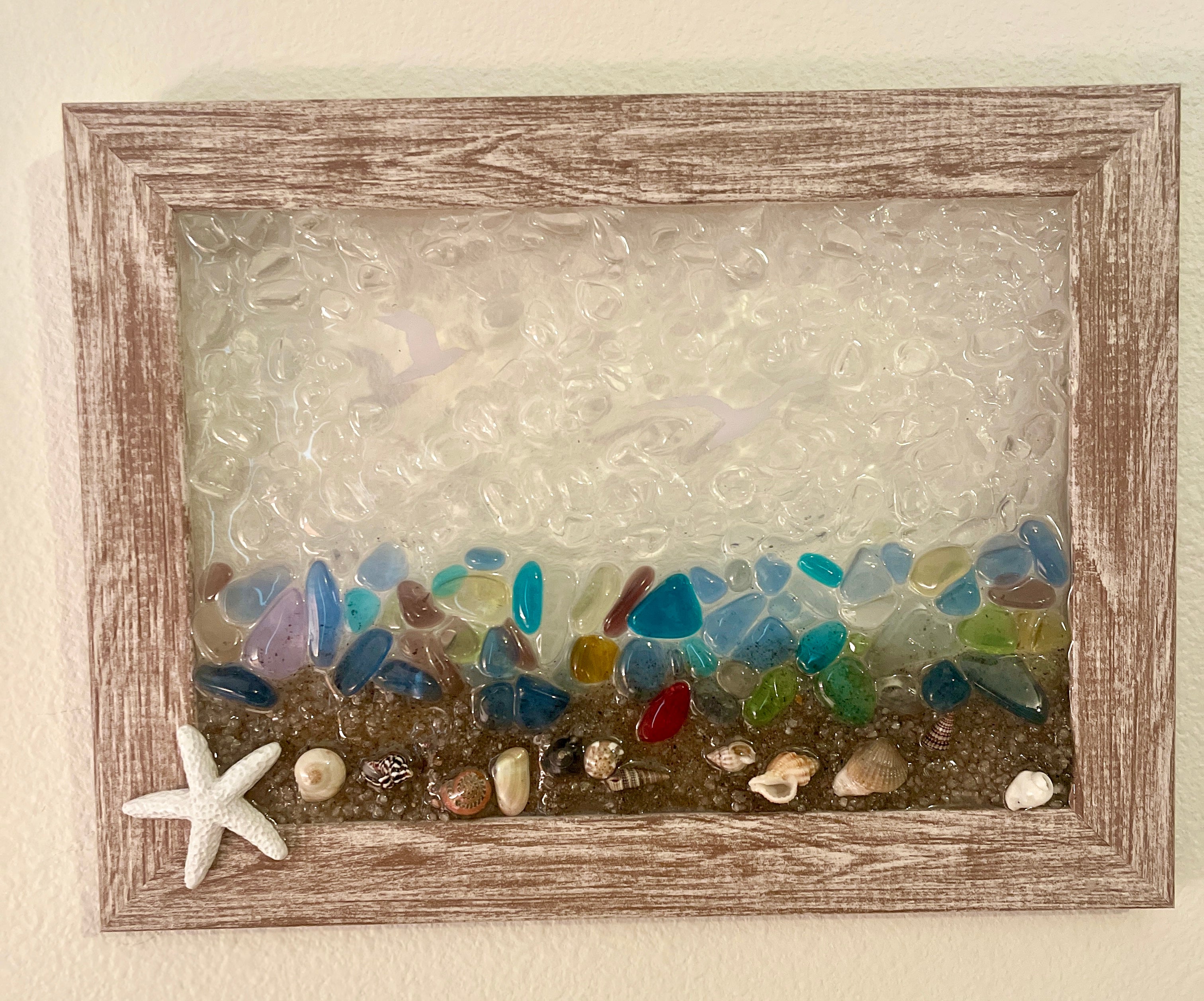 Beach Scene with Faux Sea Glass – 5" x 7" Coastal Wall Art | Beach Vibe