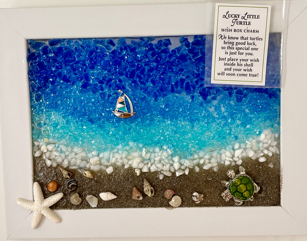 Lucky Turtle Charm - Inspirational Beach Note attached - 4" x 6" | Beach Vibe #1018