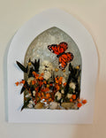 Garden Flowers with 3D Butterfly Crushed Glass Picture - 7" x 9"