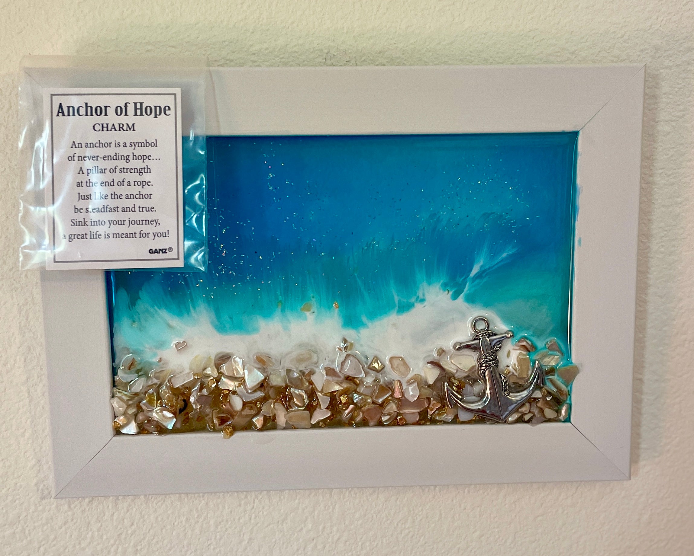 Anchor Charm on the Beach with Inspirational Poem – 4" x 6" | Beach Vibe
