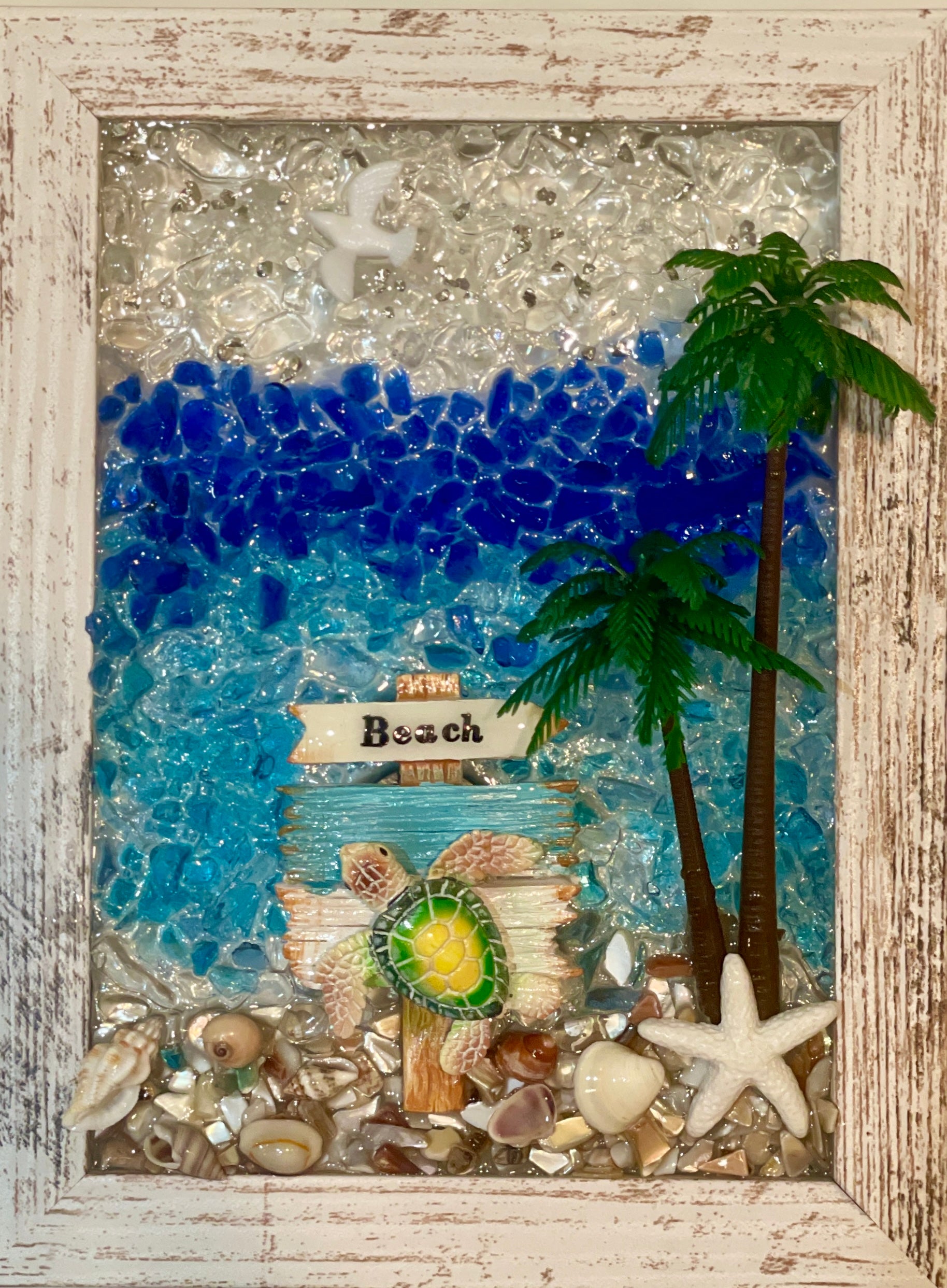 Ventura Beach Sign with Turtle and Seagulls - 5" x 7" | Beach Vibe