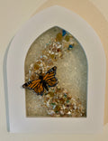 "Embrace the Journey" with 3D Butterfly Crushed Glass Picture - 7" x 9" Arched Frame