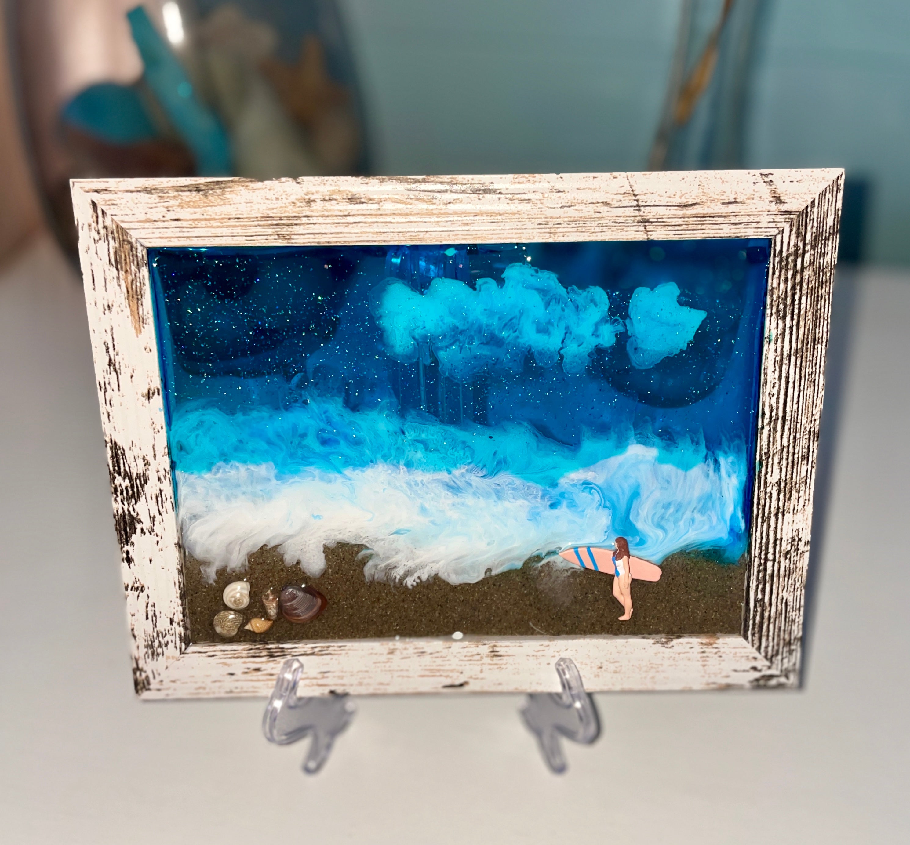 Girl with Surfboard on the Beach - 5" x 7" | Beach Vibe