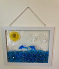 8" x 10" Dolphins Frolicking in the Ocean with Seagulls flying by