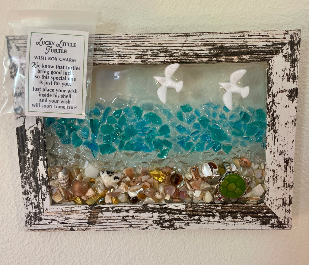 Lucky Turtle with Box Charm - Inspirational Beach Note attached (4" x 6")