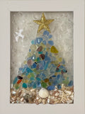 Holiday Tree made with Multi Faux Sea Glass - 5" x 7" | Beach Vibe #1083