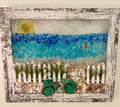 Whimsical Beach Scene with Surfer & Bicycle – 8" x 10" Coastal Wall Art | Beach Vibe Designs