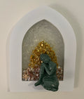 Buddha Relaxing on the Beach Crushed Glass Art – 7" x 9"