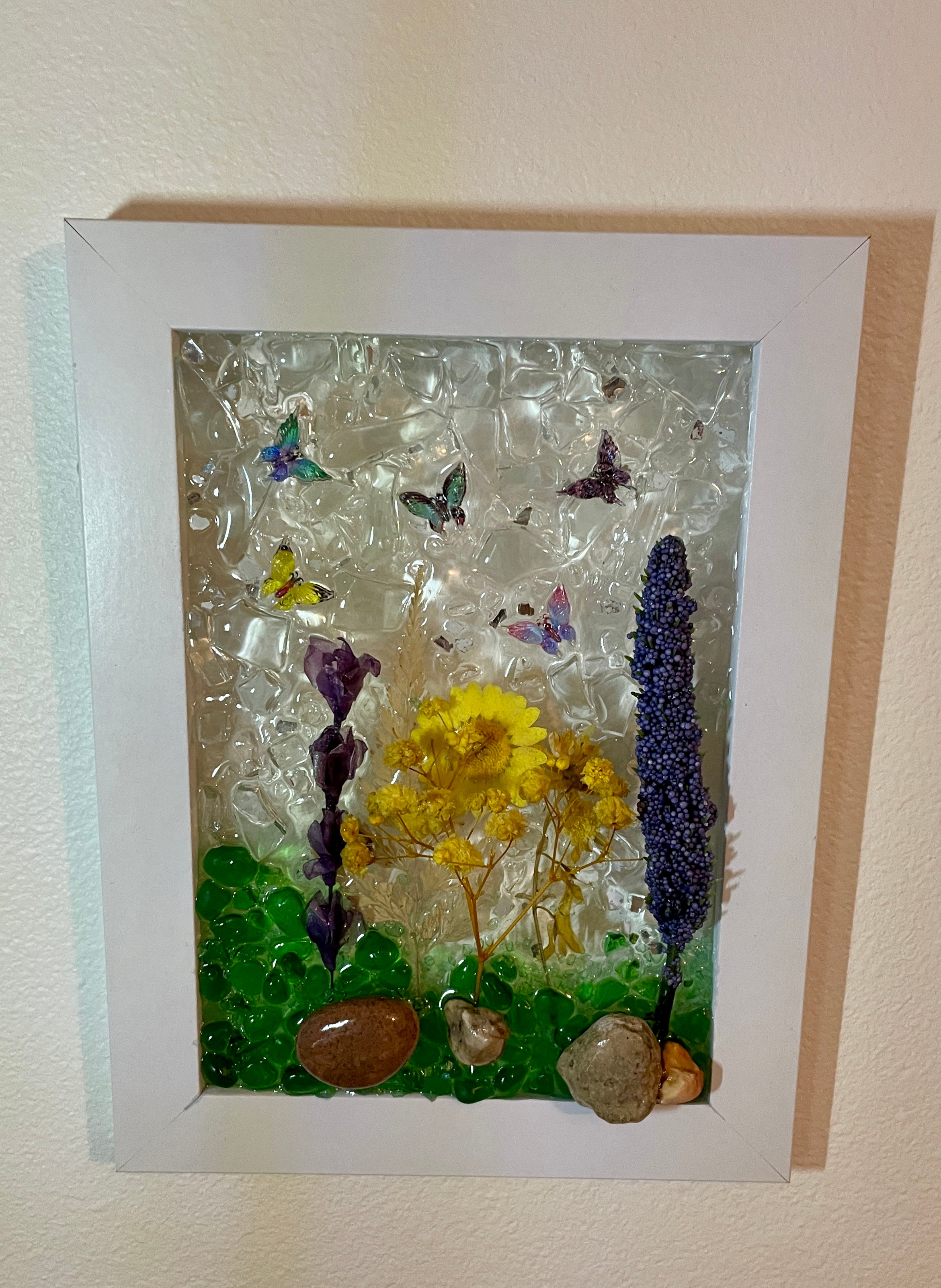 5" x 7" Flowers with Small Butterflies Circling Around