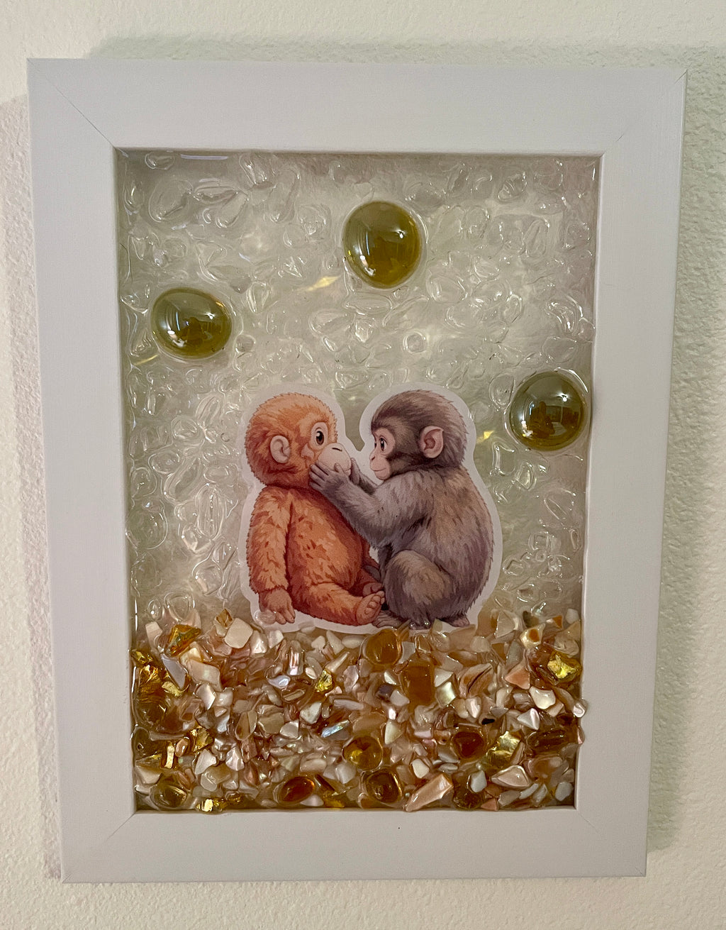 Punch the Japanese Macaque and his Stuffed Companion - 5" x 7"