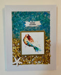 Ceramic Mermaid Coastal Art with Ventura CA Sign floating above her - 5" x 7"