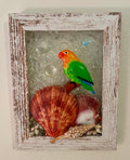 Sea Shells & Green Parrot – 5" x 7"
