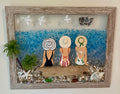 Three (3) Ladies on Beach Log - 8" x 10" Crushed Glass Picture