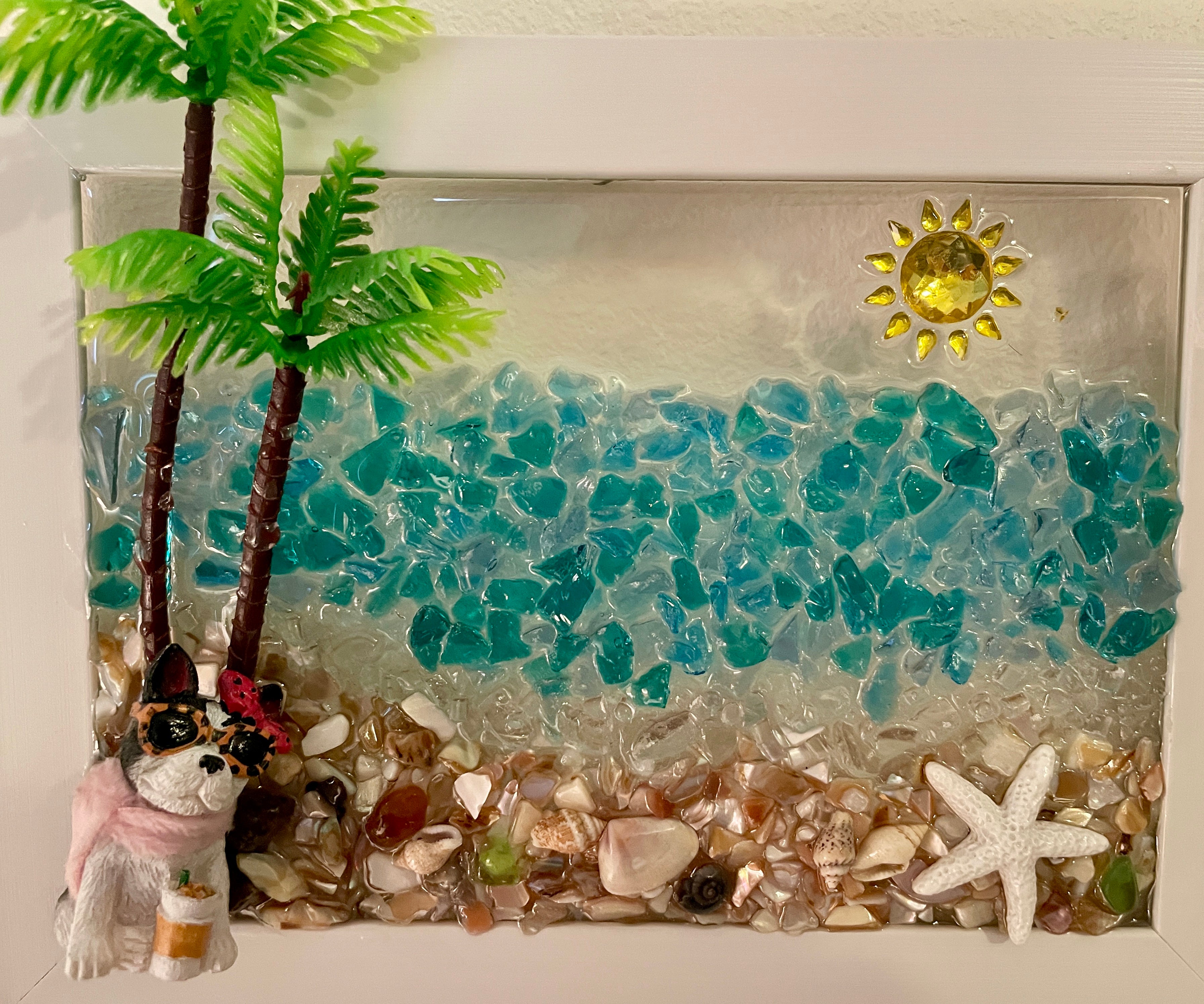 Dog Daze Afternoon - 5" x 7" Crushed Glass Coastal Art
