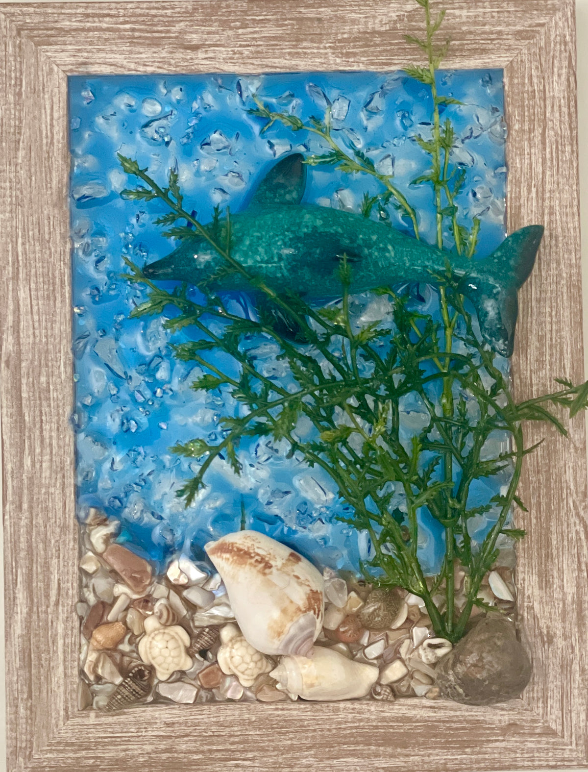 Dolphin frolicking in the ocean - Crushed Glass 5" x 7"