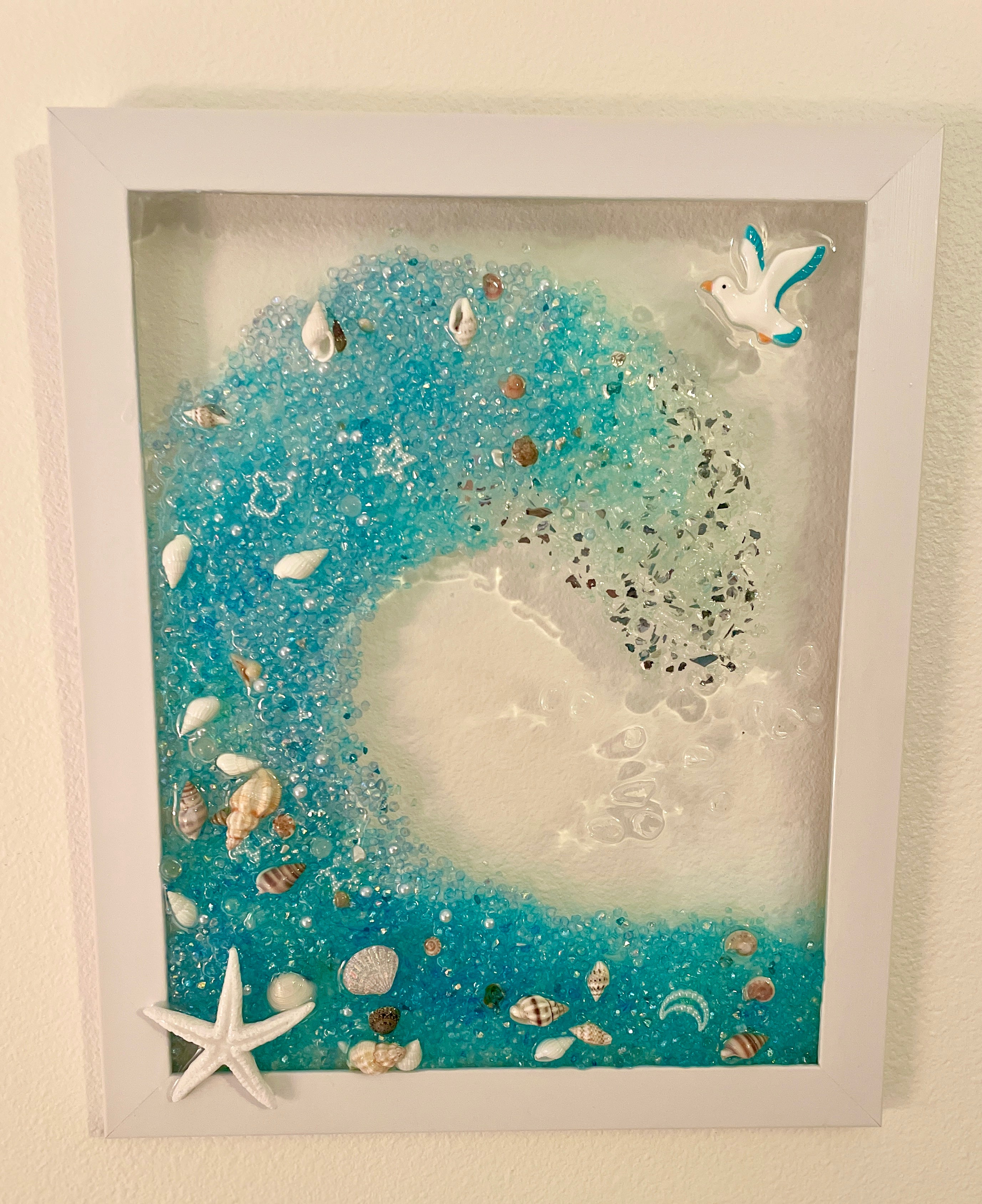 Ocean Wave with Seagull Flying By - 11" x 9" | Beach Vibe Designs