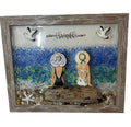 Beach Friends Crushed Glass Art - Two Friends on Driftwood Log (8" x 10")