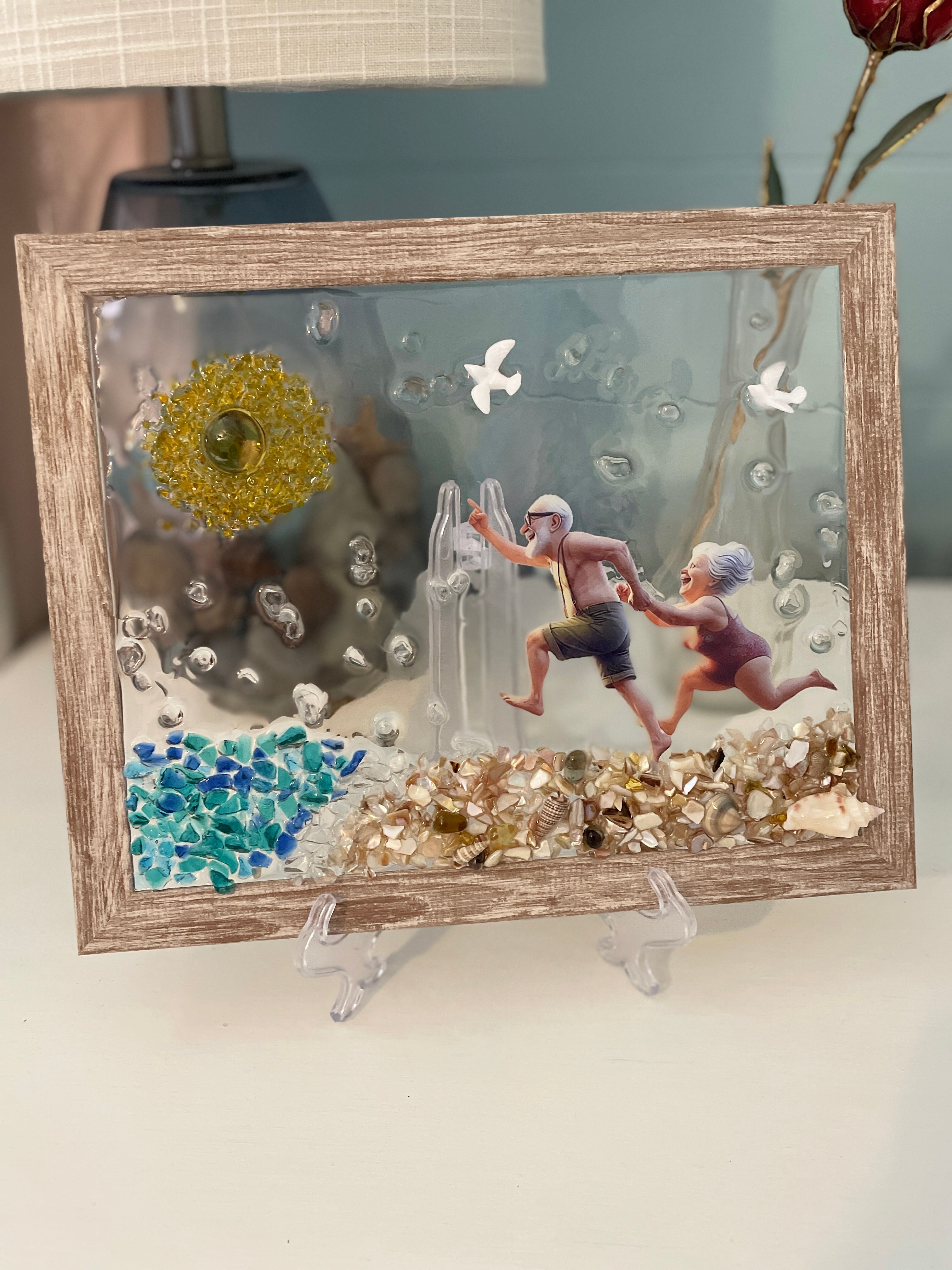 Grandma & Grandpa at the Beach – 8" x 10" Coastal Art | Beach Vibe