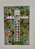 Cross with Multi-Colored Crushed Glass - 4" x 6" | Beach Vibe #1003