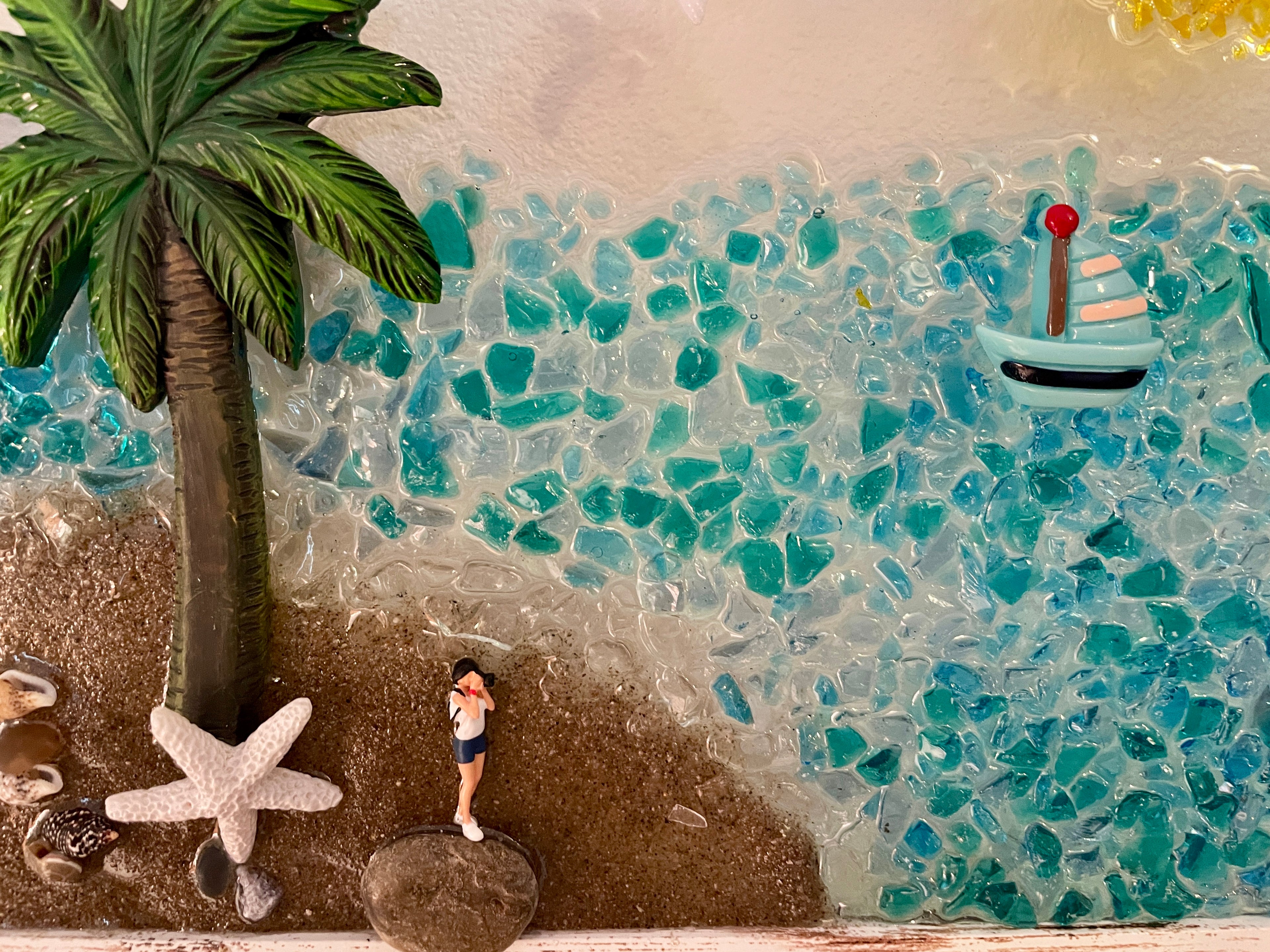 Beach Scene with Palm Tree and Photographer – 8" x 10"