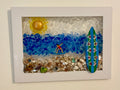 Girl Surfer with Surfboard on the Beach - 5" x 7"
