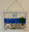 8" x 10" - Ocean scene with REAL SEA GLASS and saying "Life is Better at the Beach"
