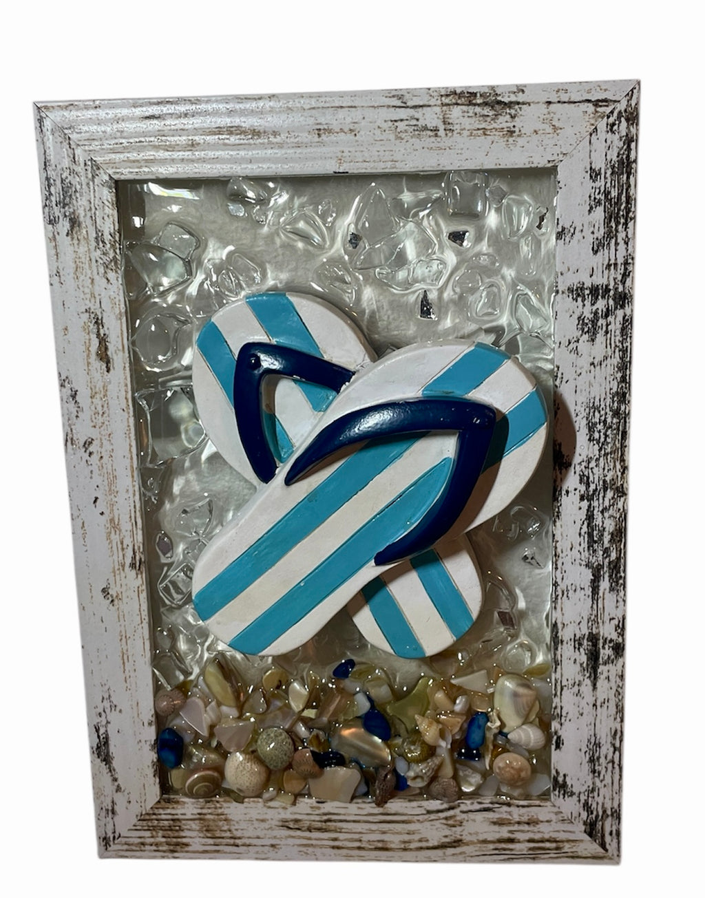 Sandals on the Beach - 4x6 Crushed Glass Coastal Art