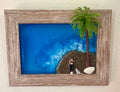 Girl & Dog Beach Walk Art – 3x5 Coastal Print | Beach Vibe