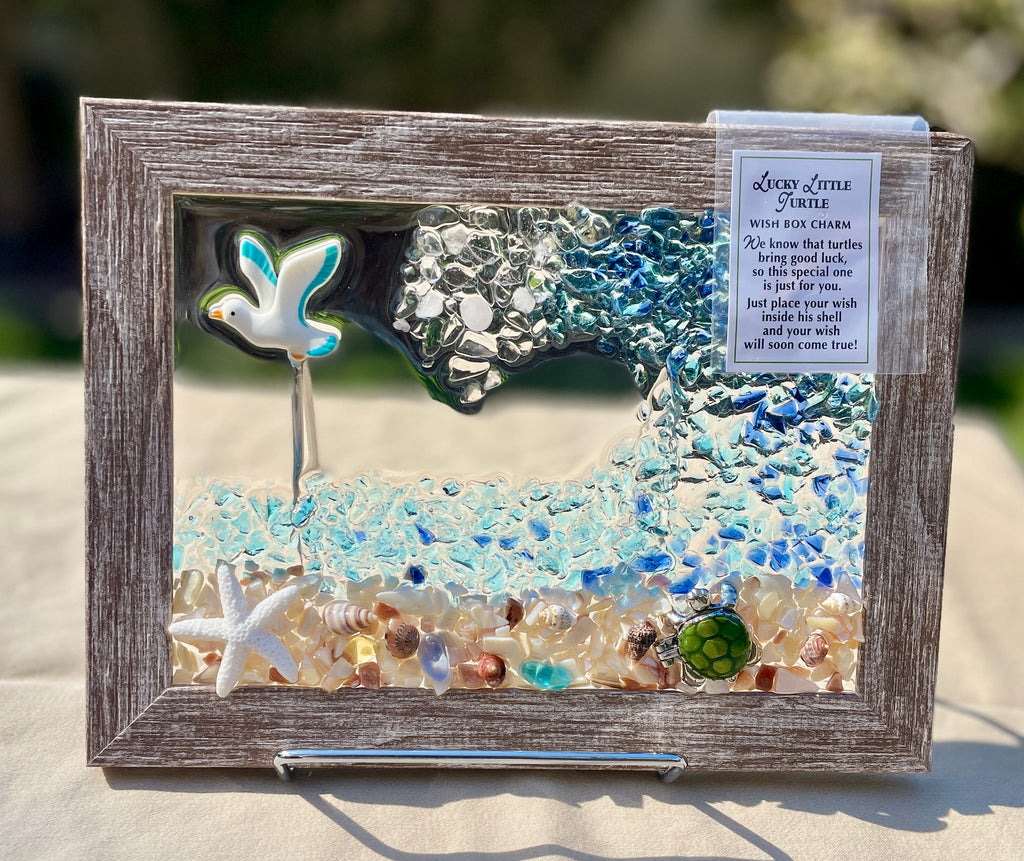 Lucky Turtle Charm with Starfish - Inspirational Beach Note attached - 4" x 6" | Beach Vibe