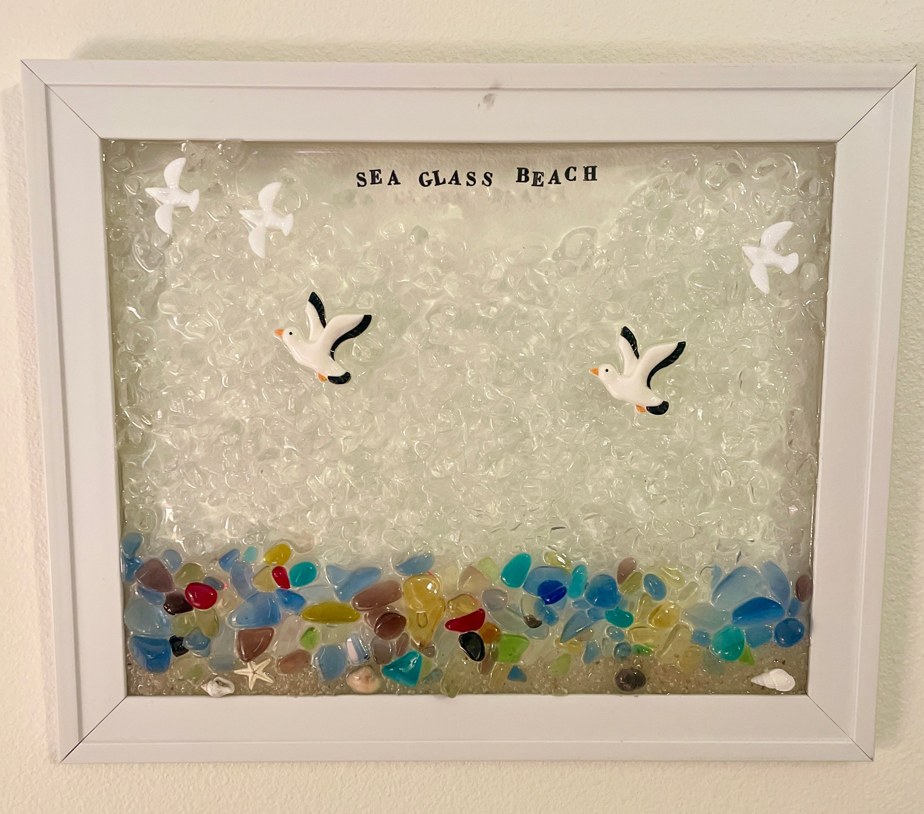 Sea Glass Beach Picture with Faux Sea Glass – 8" x 10" Coastal Wall Art | Beach Vibe