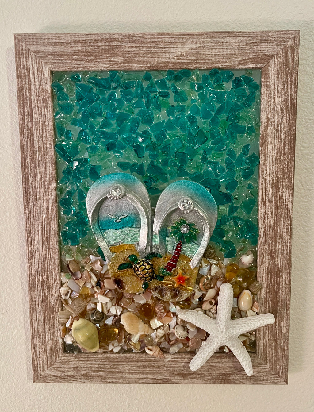 Beach Sandals on Sand with Starfish - 5" x 7"