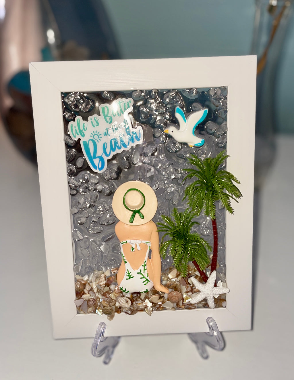 Beach Babe with saying "Life is Better at at the Beach" - 5" x 7" | Beach Vibe